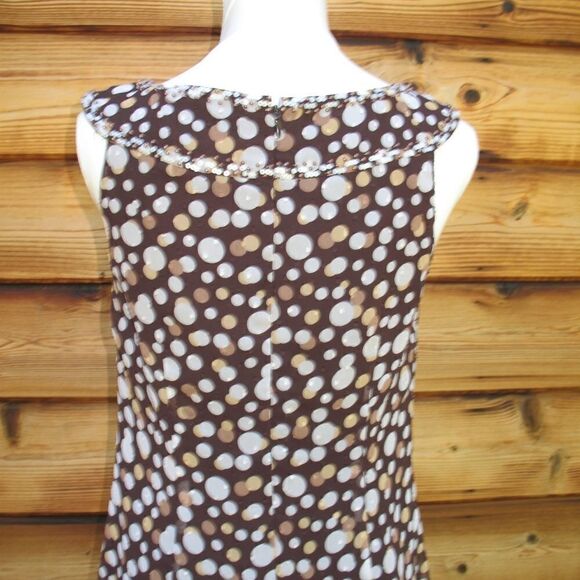 Adrianna Papell Brown Silk Pleated Dress - Picture 6 of 7